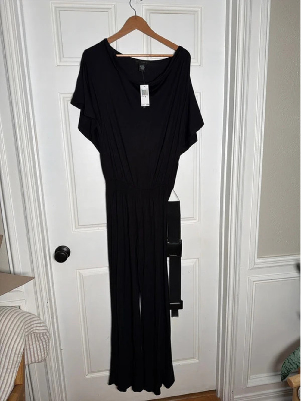 NWT Black Rayon Wide Leg Jumpsuit XL